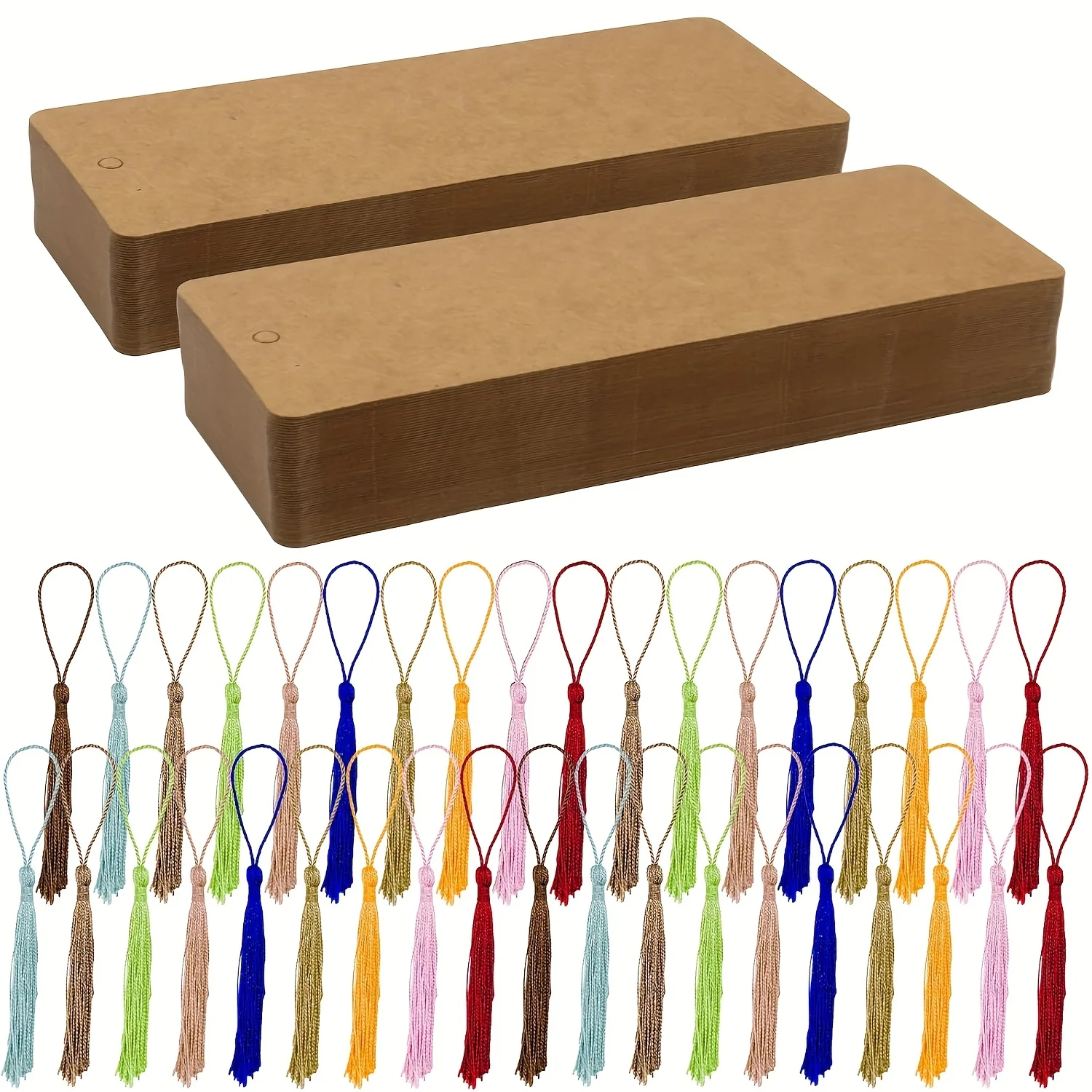 Blank Bookmarks 50pcs with Colorful Tassels DIY Hanging Making Accessories
