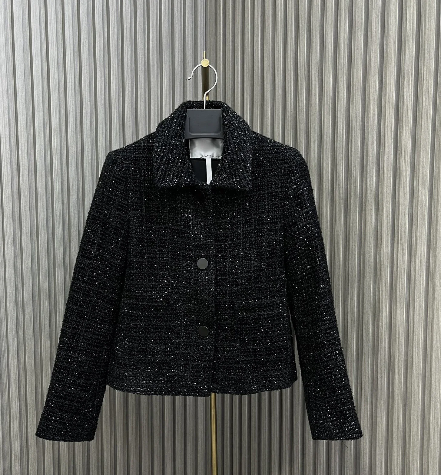 

2023 Women's Clothing fashion silver woven small coat Autumn Winter New