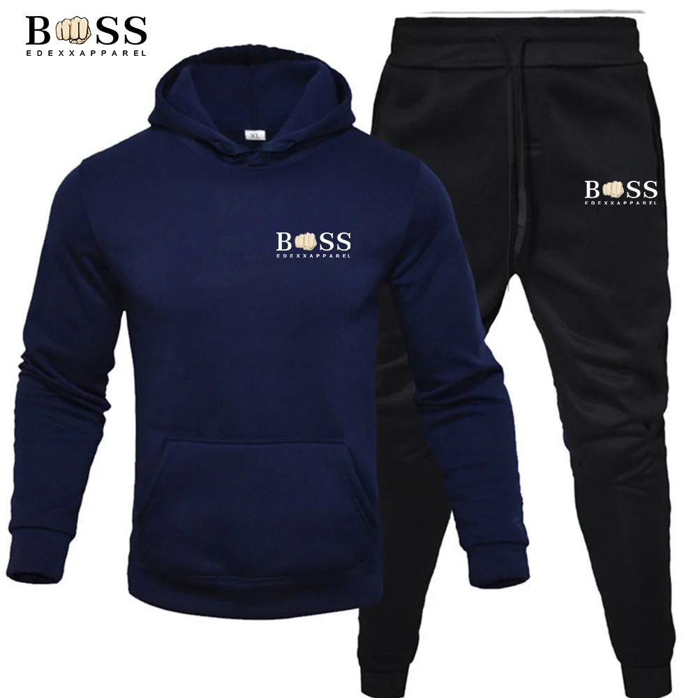 Autumn And Winter Men's Zippered Jacket Hooded Pullover+sports Pants Sports Casual Jogging Sportswear Two-piece Set