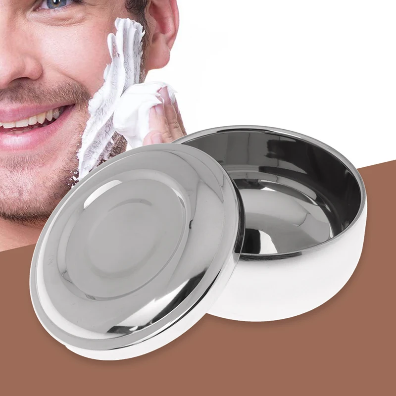 

Shaving Bowl Soap Cup Mug Men Shave Lid Cream Foam Brush Beard Steel Lather Bowls Set Stainless Stand Barber Safety Metal Care