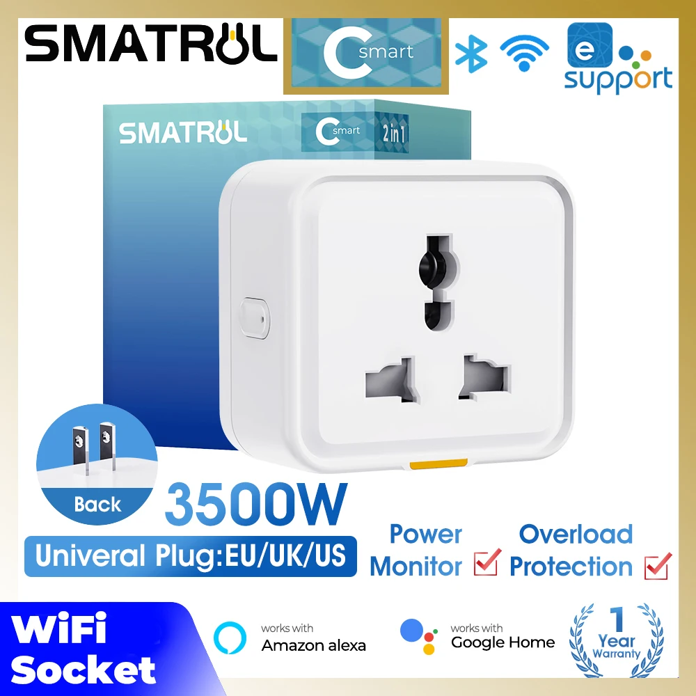 Universal Smart WiFi Plug with Overcharge Protection and Power Monitoring