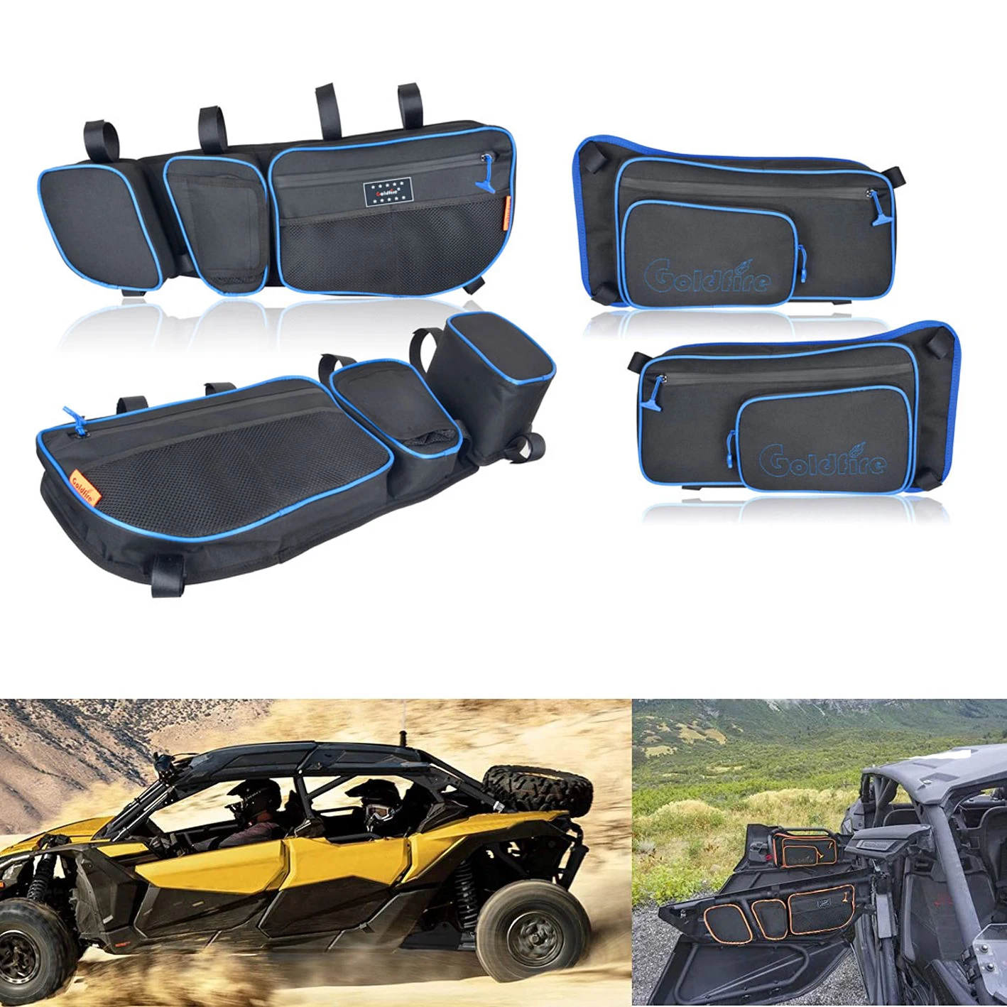 

Goldfire UTV X3 Front Upper Door Bags + Rear X3 Door Bags For 2017 2018 2019 2020 2021 Can Am Maverick X3 Max XRS XDS 4x4 Turbo