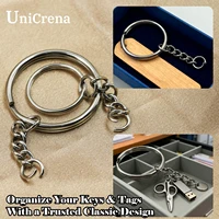 UniCrena Split Ring Stainless Steel Key Ring with Chain and Jump Rings Keychain for DIY Crafts, Jewelry Making, Dog Tags Bulk 5