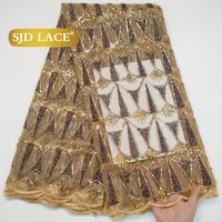 SJD africain paillettes dentelle tissu 2025 haute qualité français maille dentelle nigérian broderie Net tissus pour robe de mariée coutureA3847 5