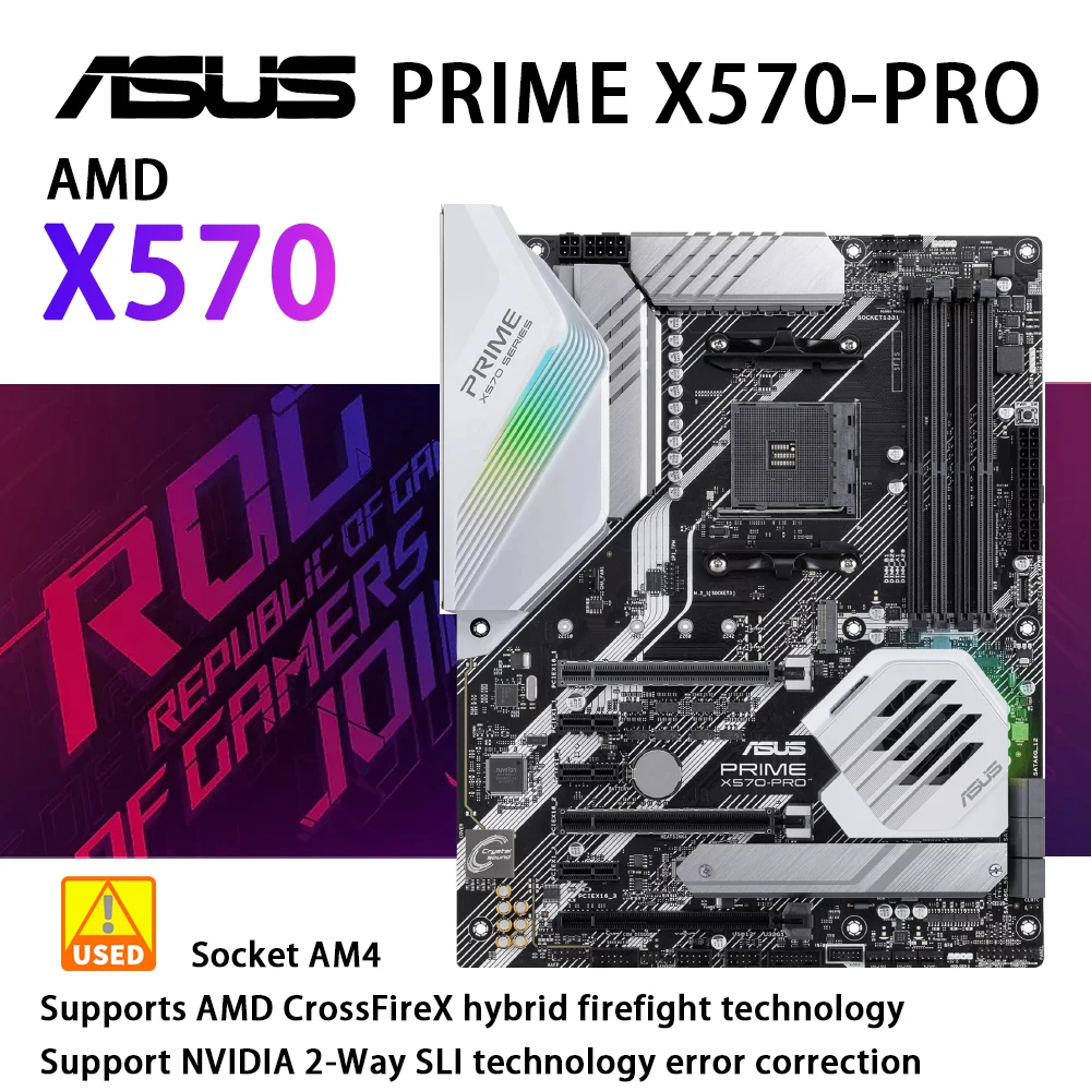 Socket Am4 Scheda Madre Asus Prime X570-Pro Utilizza Chipset Amd X570 Pci-E 4.0 4X Ddr4 128Gb 2 X M.2 6 X Sata Iii 1 X Rj45 Aura Sync