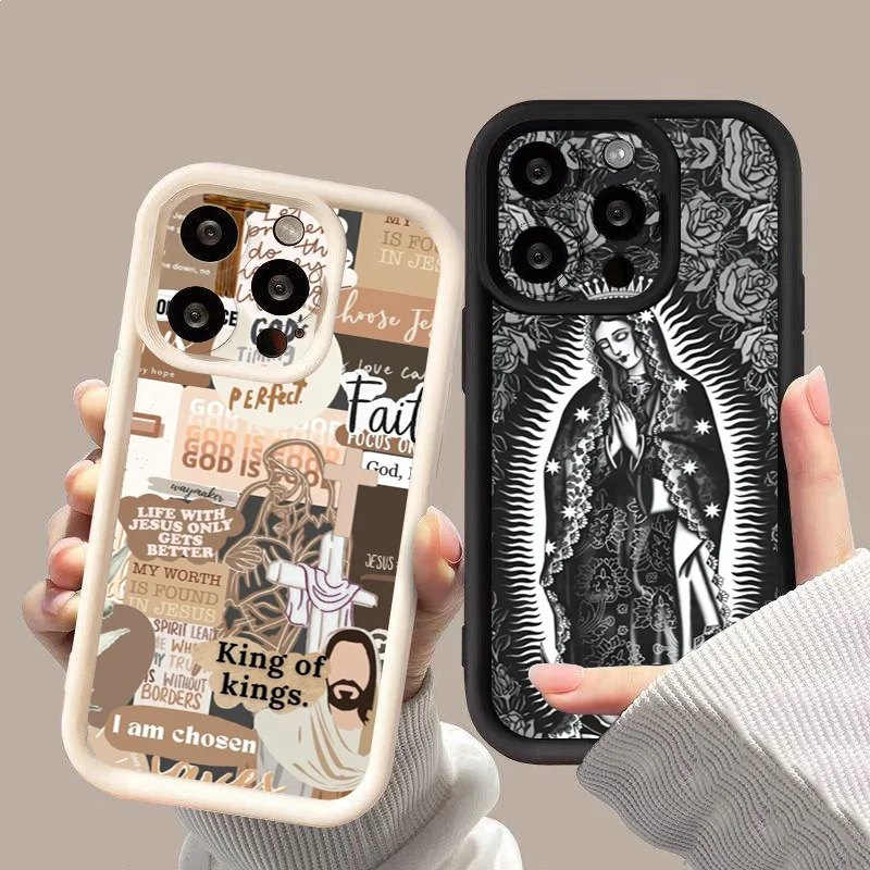 Elegant Jesus Cross Embroidery Pattern Phone Case