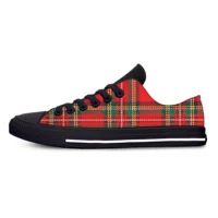Hot Scottish PLAID ROYAL STEWART TARTAN Cool Fashion Casual Shoes Low Top Breathable Men Women Sneakers Lightweight Board Shoes 2