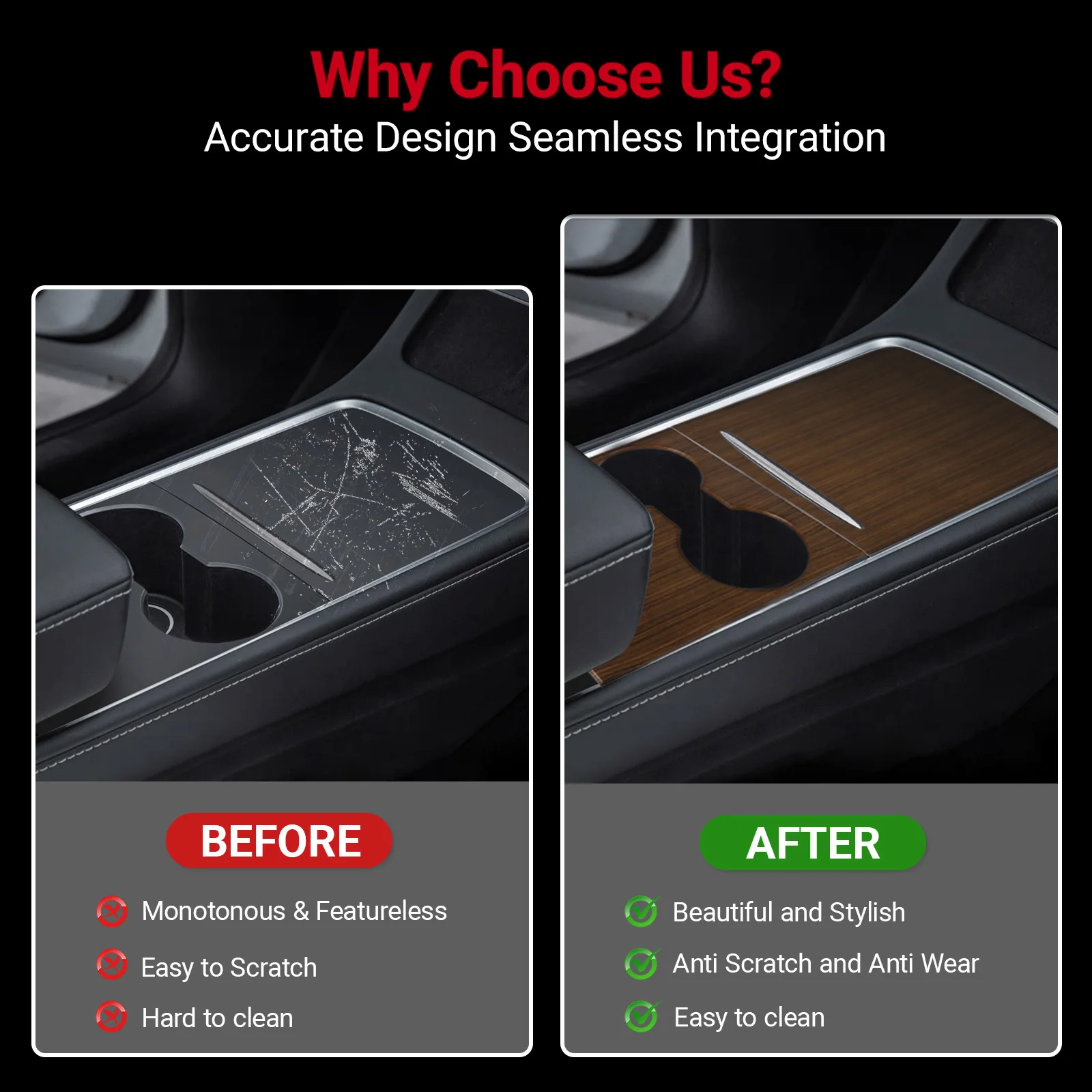 Sleek Interior Decoration Console Sticker for Central Control Panel Protection