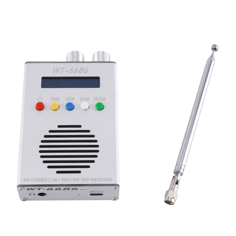 1 Pcs Radio Receiver FM Radio Full Band FM/MW/Short Wave HF/LW + LCD +1800Mah Battery + Metal Case + Speaker + Antenna