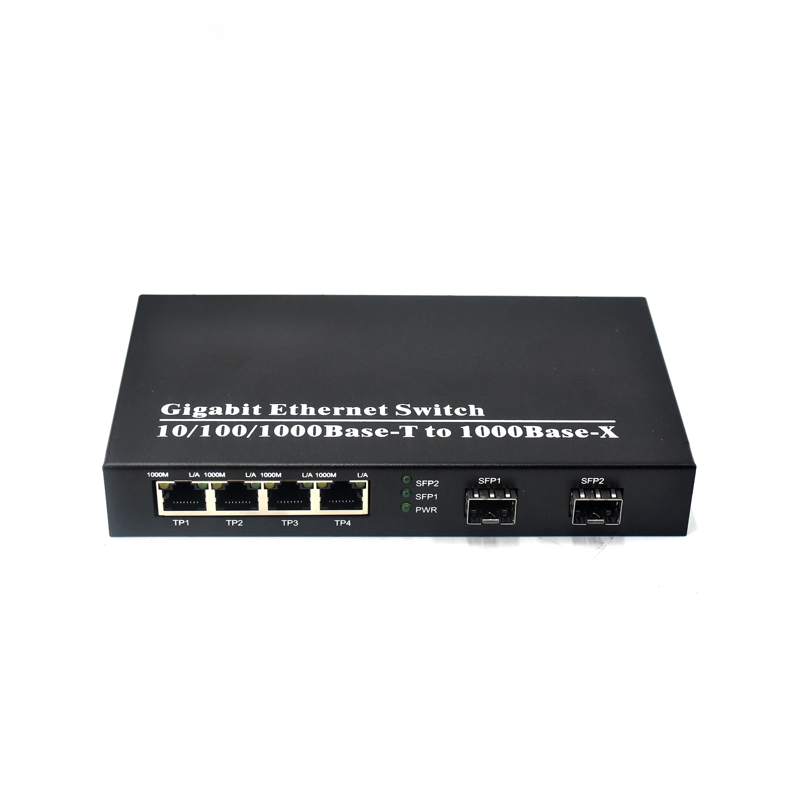 Fiber POE Switch 1.25G 2SFP Fiber+4 10/100/1000Mbps Ports IEEE 802.3 af/at Over Ethernet IP Camera