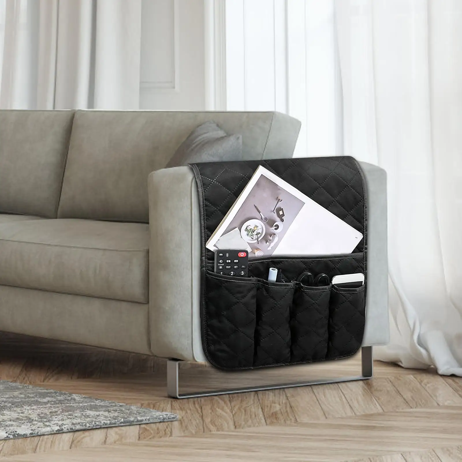 

Bedside Storage Bag Multipurpose Sofa Armrest Bag for magazines Books Glasses