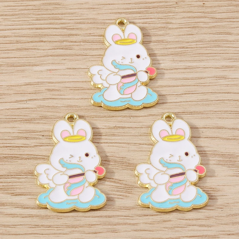 10 stücke mischen Cartoon Tier Charms Emaille Kaninchen Bär Charms Anhänger für Schmuck machen Ohrringe Halskette Armbänder DIY Handwerk Geschenk – Detail 6