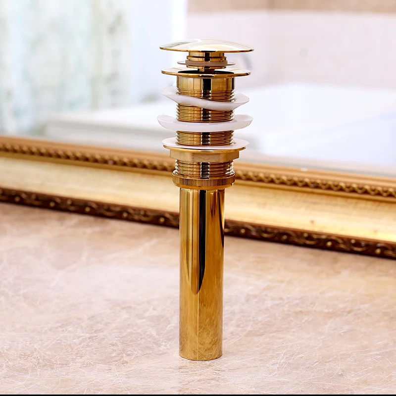 

Golden Big Head Bounce Drain Pipe Bathroom Washbasin Drainer Set