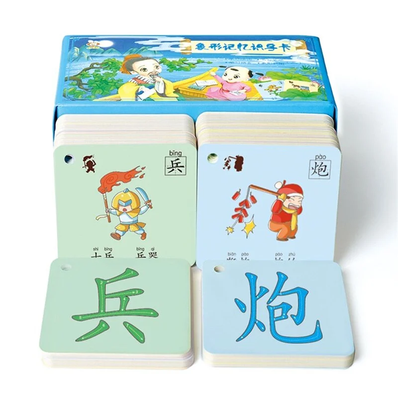 

260pcs Chinese Flash Card Double Face with Pinyin Mark Literacy Card Picture Enlightenment 8cm x 8cm Kid Learning Card