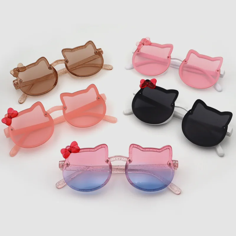 Gradient UV Resistant Sunglasses for Girls with Cute Cartoon Design