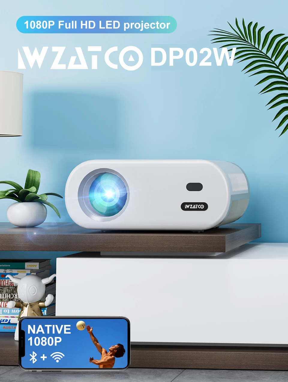 WZATCO-ミニプロジェクター,ミラースクリーン,Bluetoothサポート WZATCO-ミニプロジェクター,ミラースクリーン,Bluetoothサポート