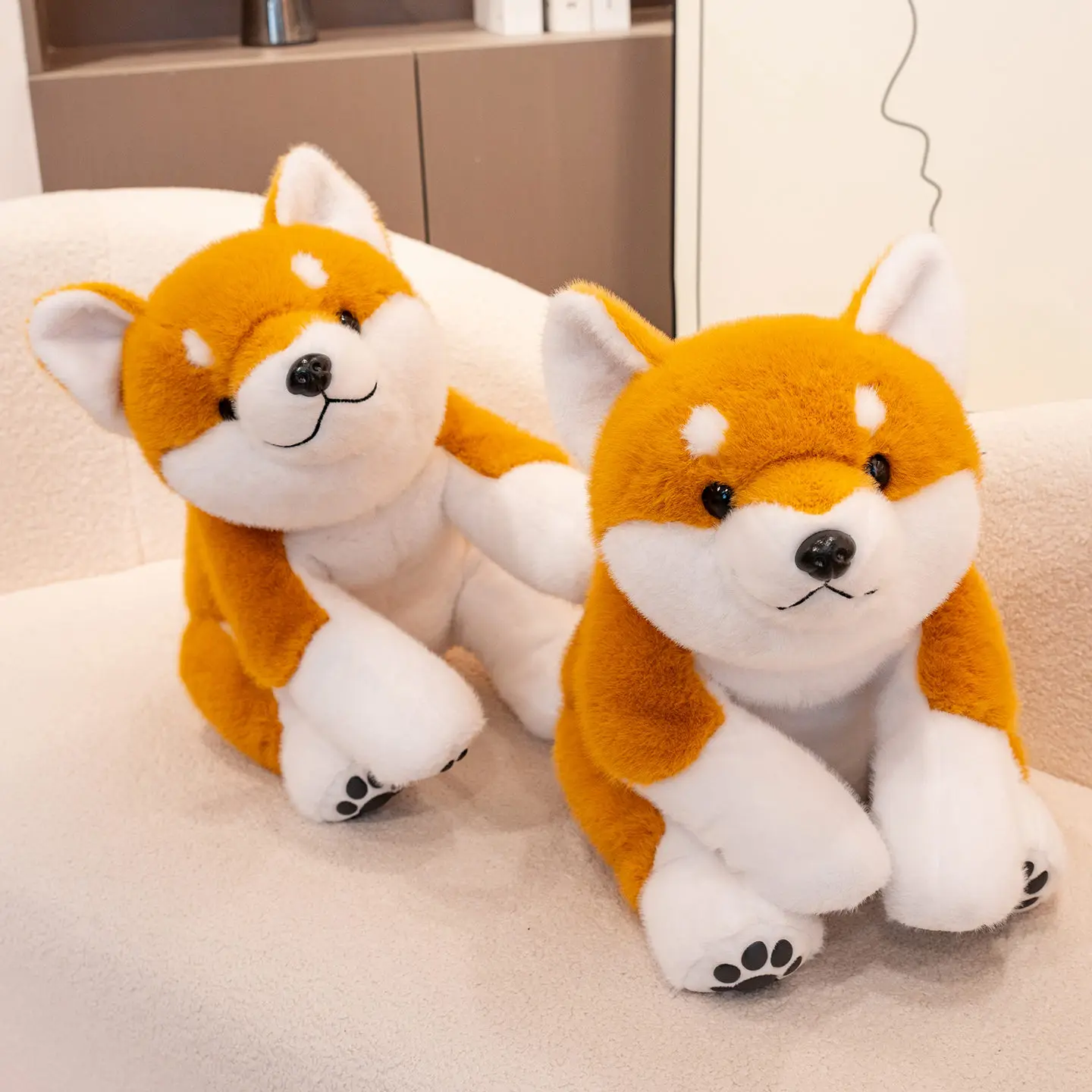 Soft Anime Shiba Inu Dog Plush Toys Stuffed Animal Plushie Lying Puppy Toy Cartoon Throw Pillow Nap Sleep Bed Cushion Gift