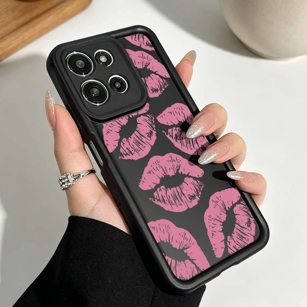 Cute Pink Lip Print Eye Ladder Phone Case Cover