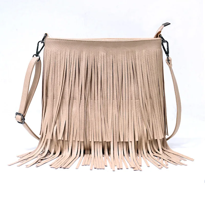 Vintage Women Bag Tassel Shoulder Bag Designer Female Crossbody Bag Vegan Leather Saddle Bag Ladies Purse Satchel Messenger