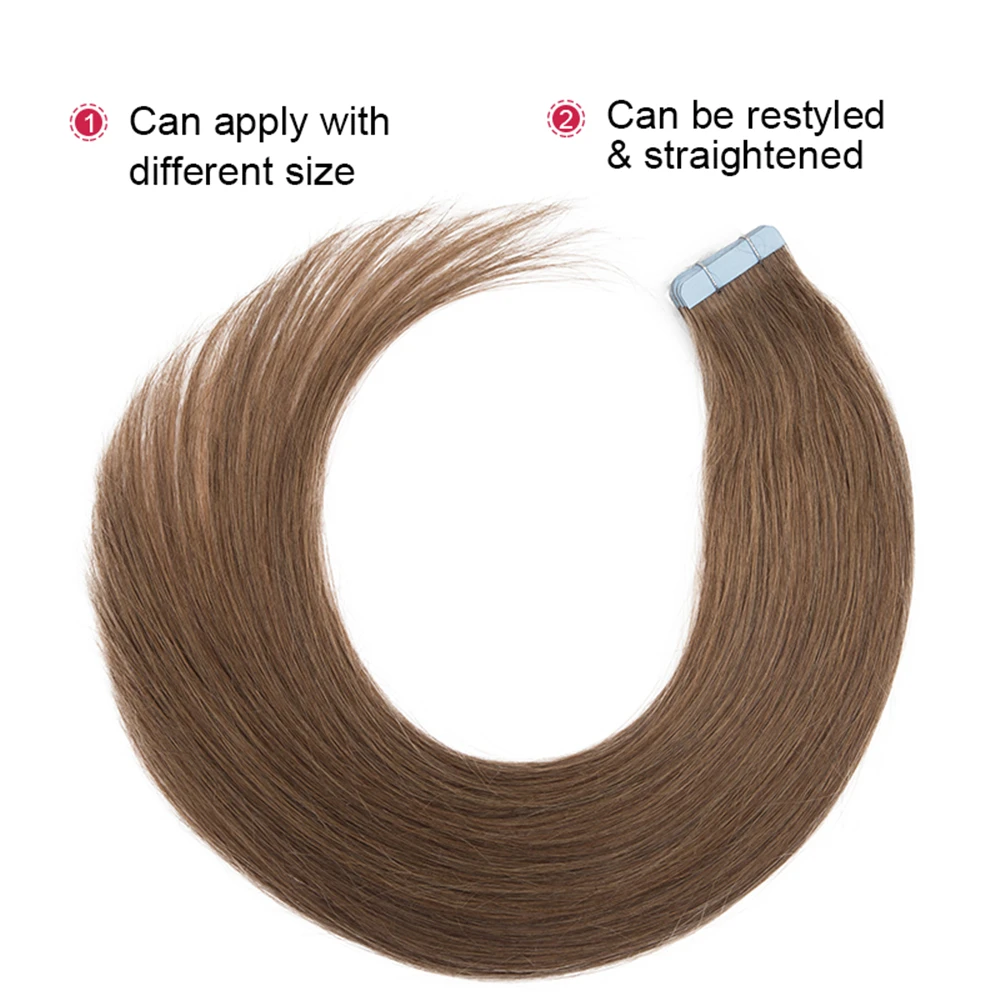 Silky Straight Tape in Hair Extensions Real Human Hair #2 #4 Seamless Skin Weft Tape in Extensions 2g/pc 20pc/Pack