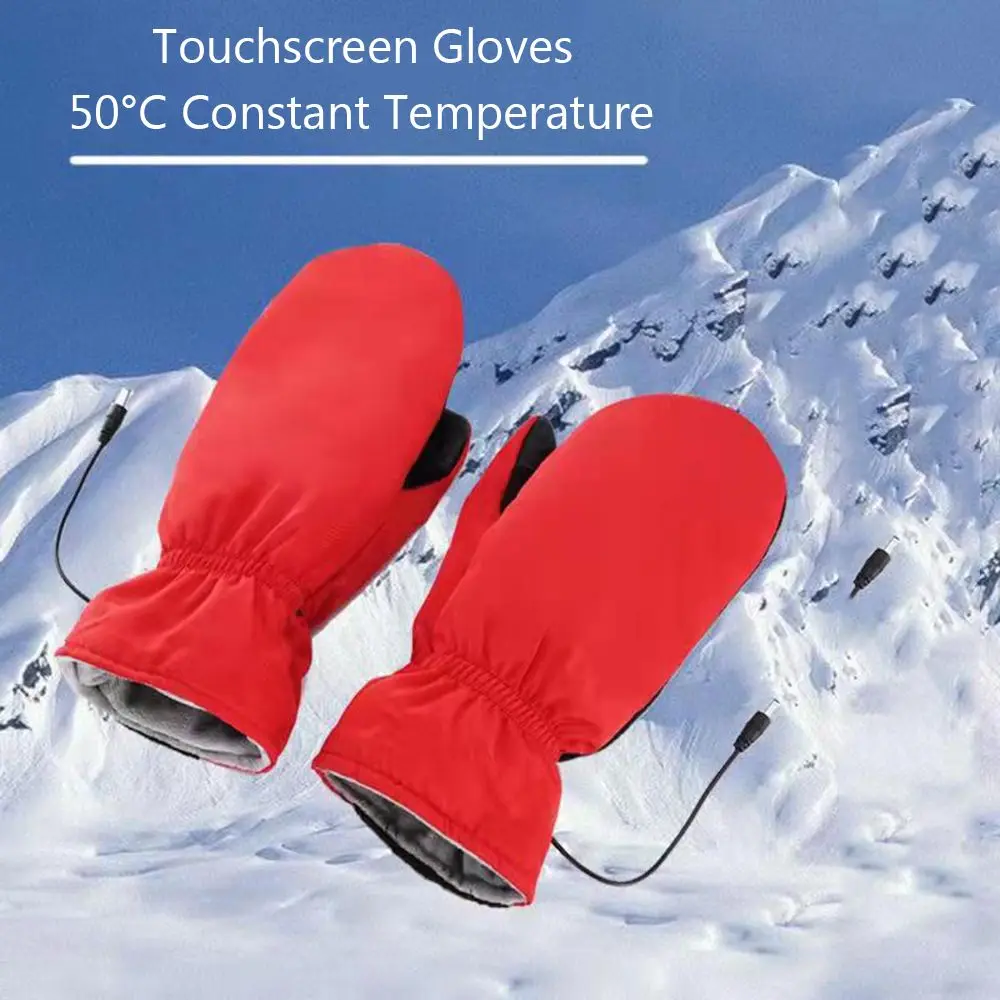 

1 Pair Kids Adult Motorcycle Cycling Touchscreen Winter Heated Gloves Ski Gloves USB Electric Thermal