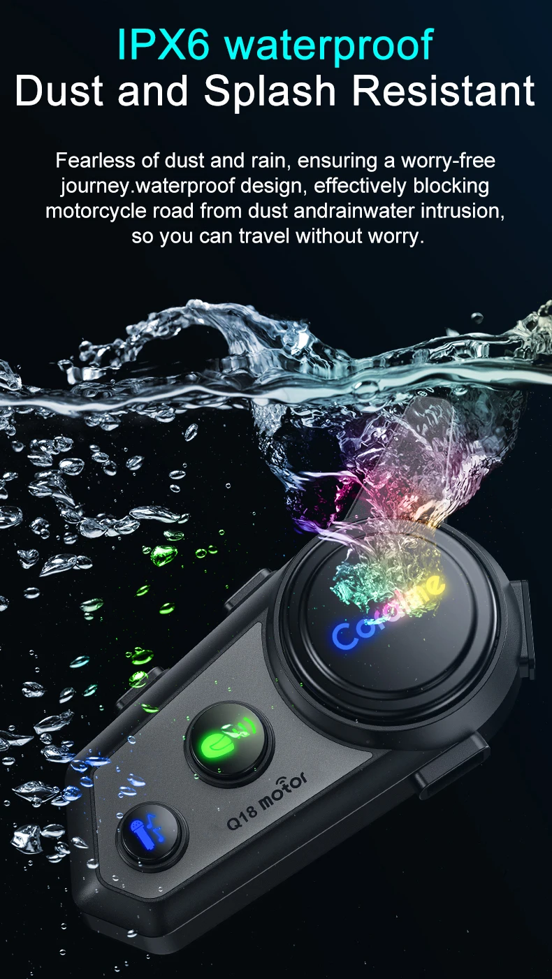 Bluetooth Intercom Headset For Motorcycle Helmets Ipx6 Waterproof_voghion.com