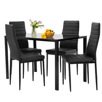New Dining Table Set Glass for Small Spaces Kitchen Table and Chairs for 4 Table with Chairs Home Furniture Rectangular Modern