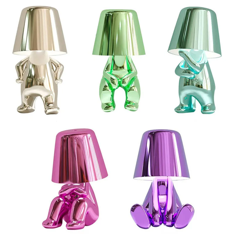 Tanie Włochy Little Golden Man lampka nocna myśliciele dekoracja lampy badanie sklep