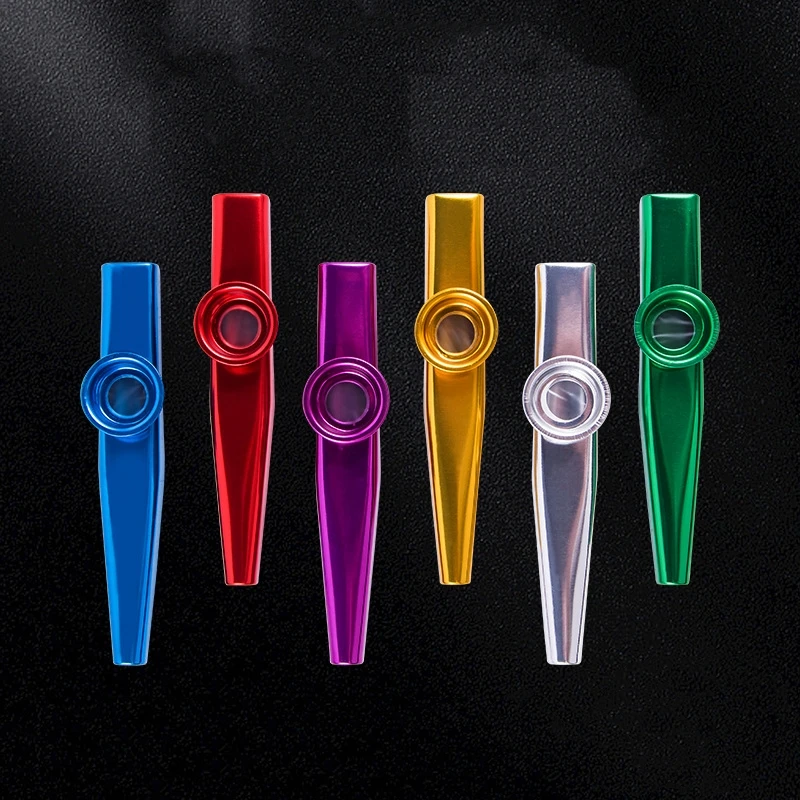 Kazoo Golden Aluminum Alloy with Membrane Flute Diaphragm Mouth Kazoos Musical Instruments