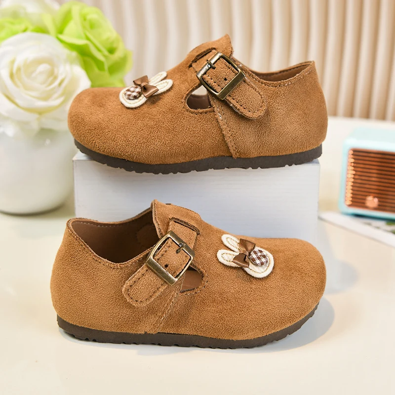 2026 아동용 레트로 가죽 신발 스타일 아동용 플랫 슈즈, 심플한 남녀 공용 캐주얼 신발, 라운드 토 버켄 신발