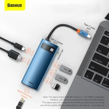 Baseus-estación de acoplamiento para Macbook Pro Notebook, concentrador de puertos USB tipo C a HDMI, compatible con USB 3,0, PD, 4K, Gigabit, ethernet