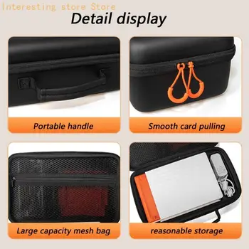 Borsa portaoggetti rigida per stampante fotografica con interno sagomato, maniglia superiore e tasca sul coperchio per