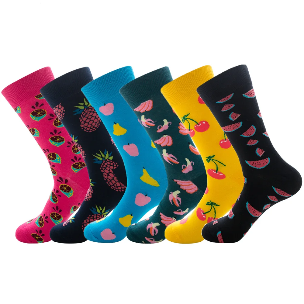 

Creative men Socks Funny Cute Cartoon Fruits Banana Avocado Lemon Strawberry Animal Print Happy Harajuku skateboard women Socks