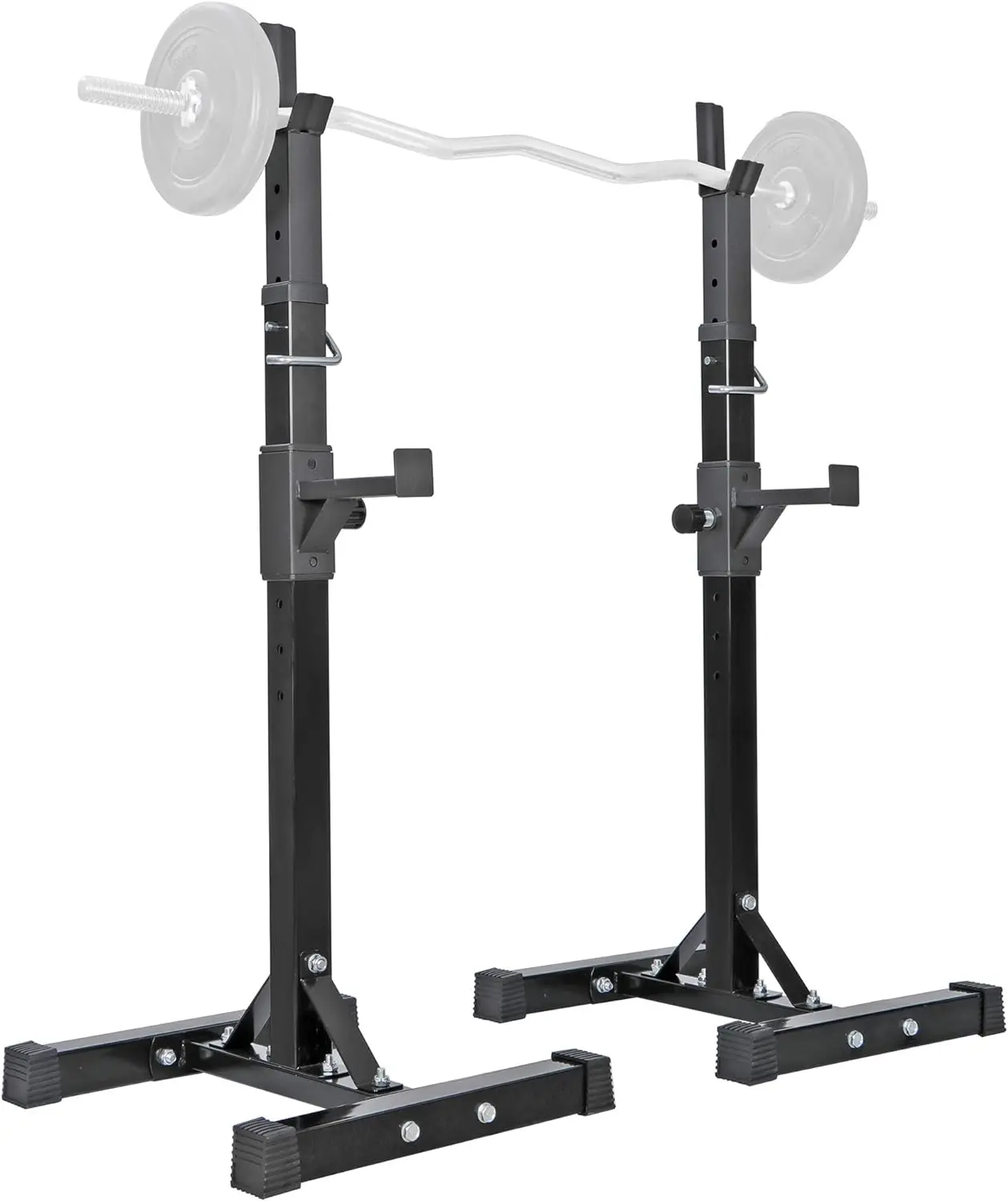 

of Adjustable Height 40"-66" Portable Dumbbell Racks Sturdy Steel Squat Barbell Free Bench Press Stands Home Gym Load 5