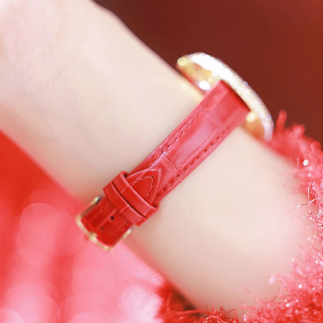2023 New BS Women Watch Rose Gold Full Diamond Luxury Fashion Women's Dress Quartz Wristwatch Leather Strap Ladies Watches Gift