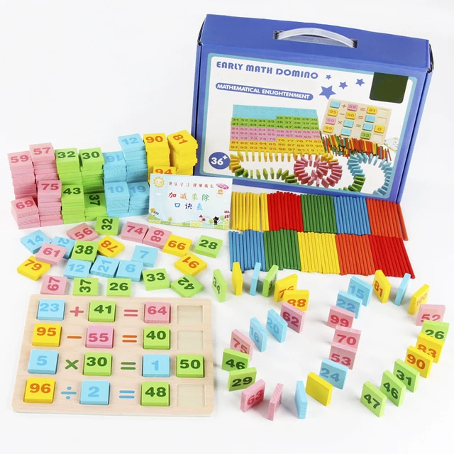 Fun wooden digital Operation building block toys early childhood education educational toys wooden domino math teaching aids toy 1