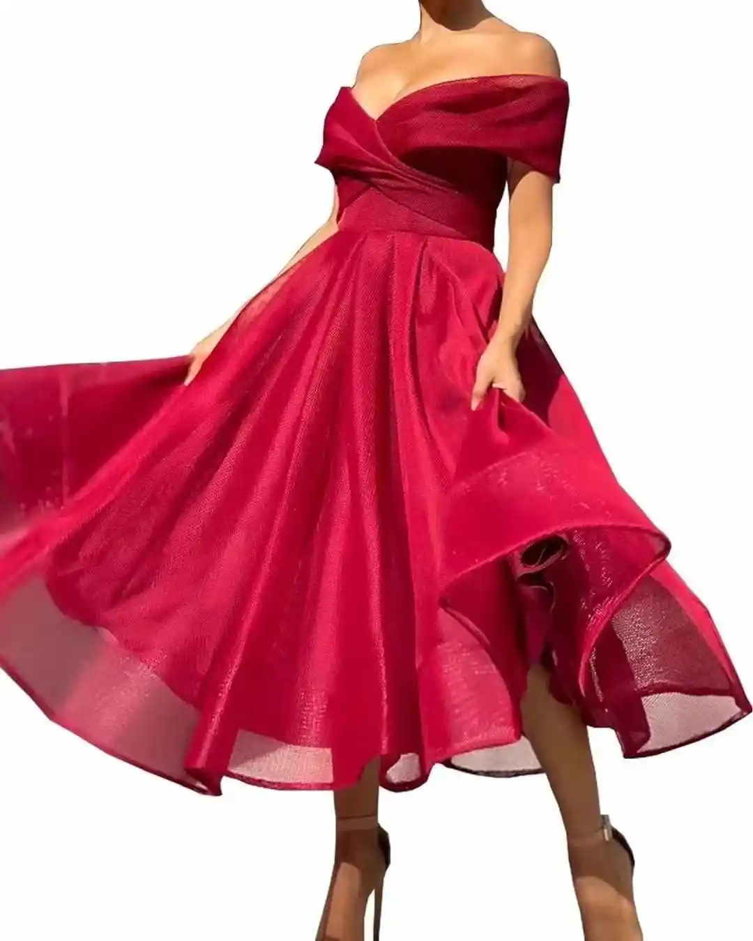 

A-Line Mid-Length Wide Wedding DressesCold Shoulder Elegant temperament Ankle-Length Wedding Dresses for Bridesmaid Banquet