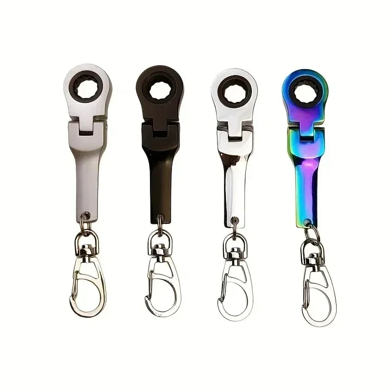 미니 모양의 JDM 금속 레이싱 키 체인, 래칫 렌치, 키 체인 링, 조정 가능한 렌치 도구, 10mm