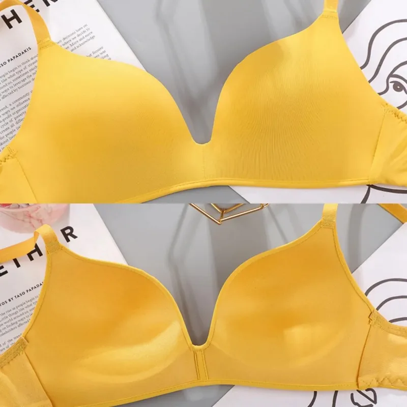 Simple Seamless Underwear Sexy Gathered Bras Soft Breathable Bras Solid Color Underwear Girls Women Underwear Accessories 4