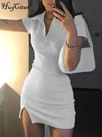 Short Sleeve Slit Sexy Mini Dress 1