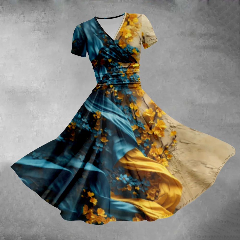 

2024 Summer Dress Luxury Stylish Retro Floral Evening Dresses Women Party Maxi Dress Beach Girl Vestido Elegant Robe Dresses