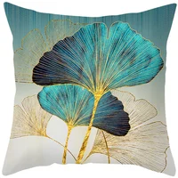 45x45cm Art Oil Painting Floral Pillow Cover Ginkgo Leaf Print Cushion  Sofa Office Seat   Home Decor 5