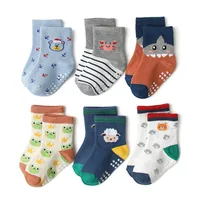 6 Pairs Boys Kids Non-Slip Socks Cute Cartoon Pattern Breathable Comfy Children Floor Socks For All Seasons 2