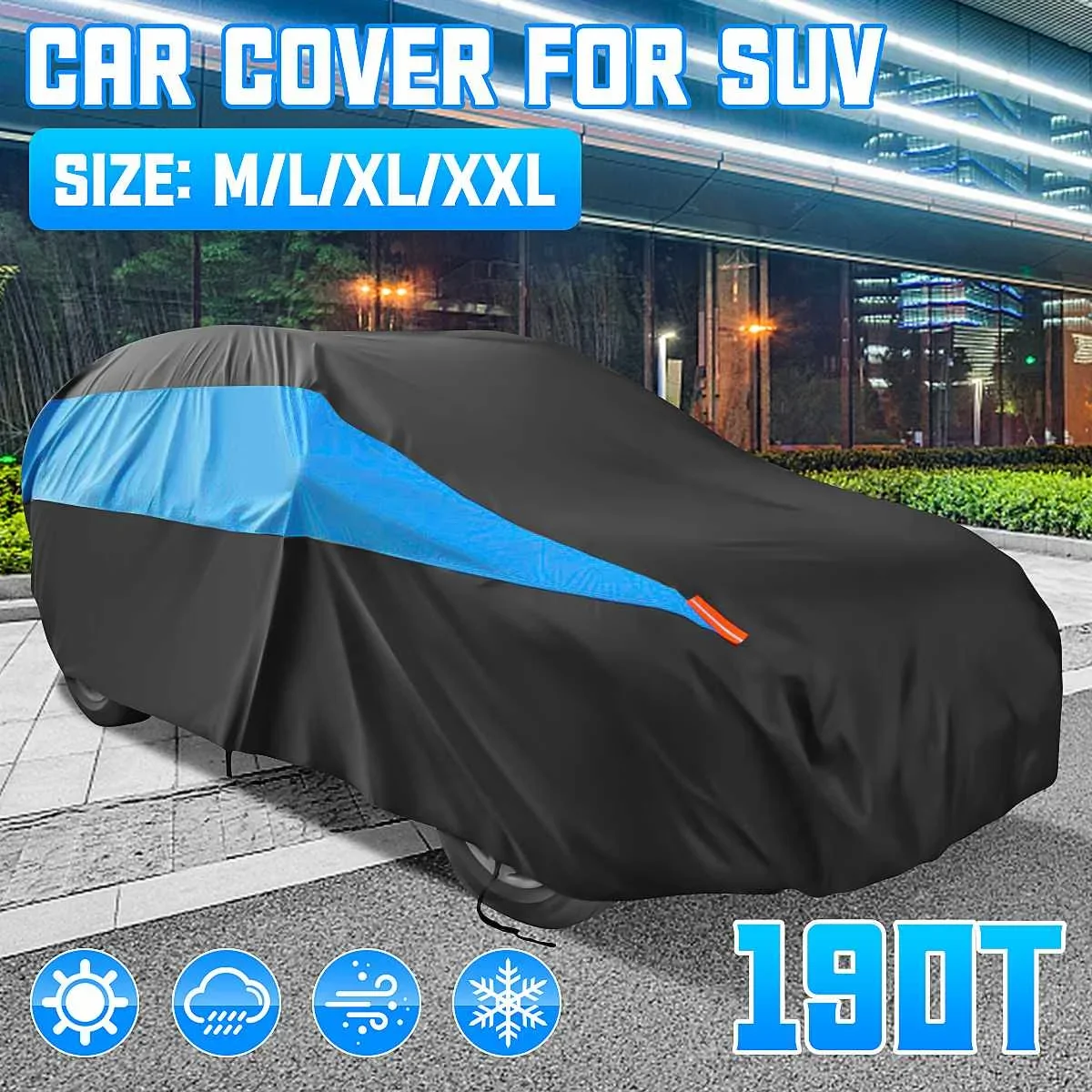 Car Cover Winter Auto Shelter Canopy Waterproof Dust Ice Snow UV Resistant Outdoor Protection Black&Blue Full Auto Case Cover