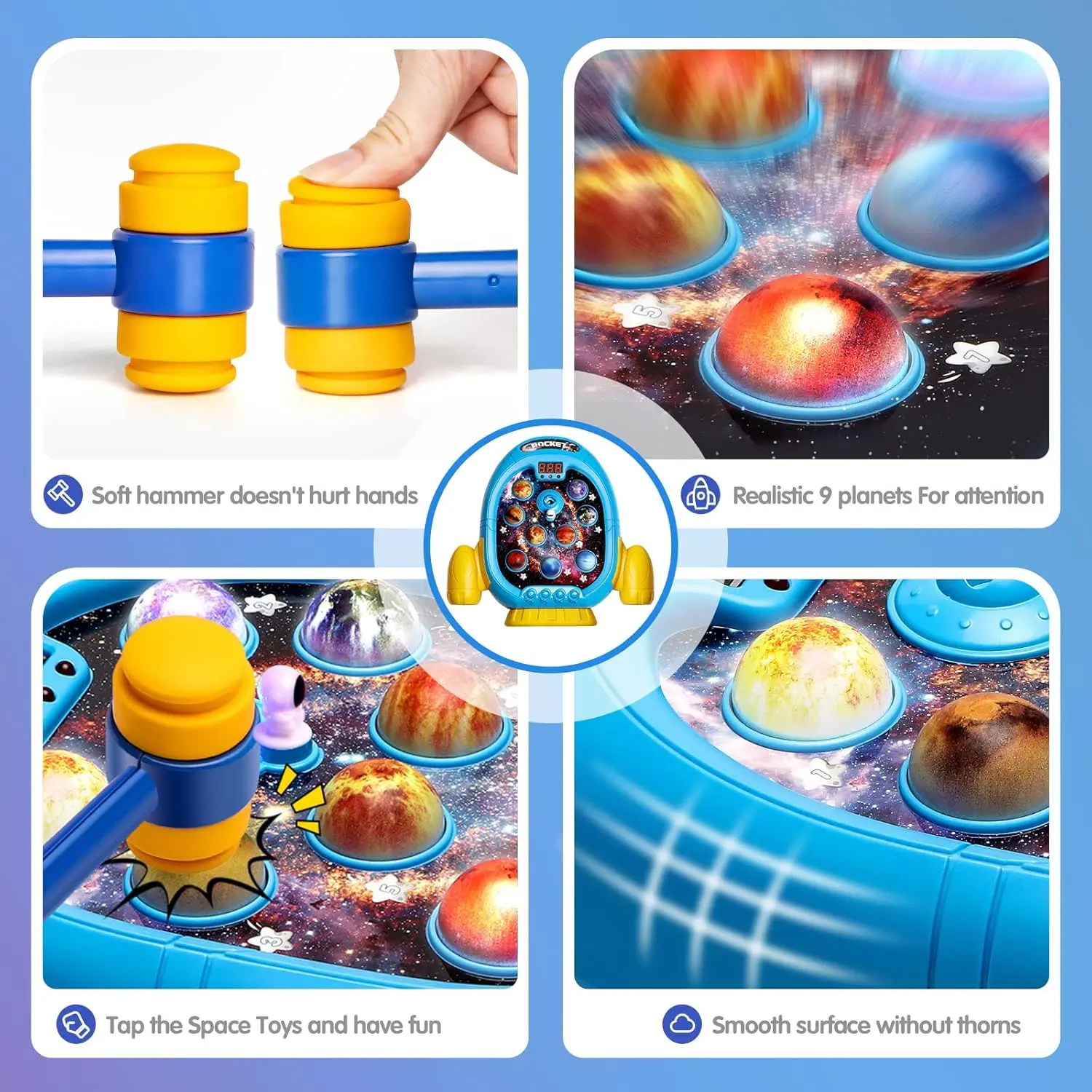 Whack Game Mole Toy for Toddler kids Large Universe Spray Game Machine Whack-a-Mole Toy with Spray Sounds & Light Halloween Gift 4