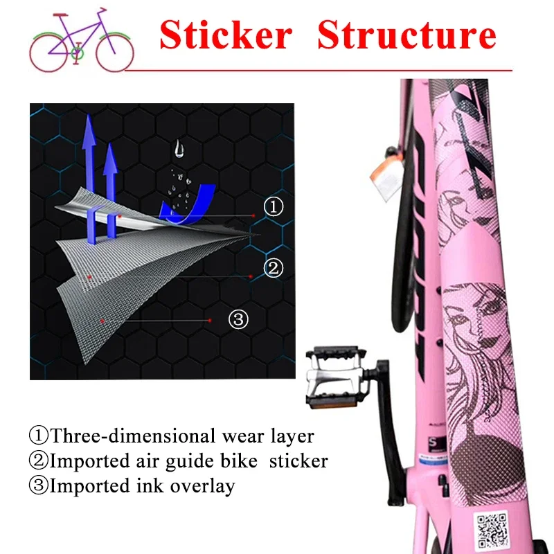 ENLEE 3D Bike Frame Protection Stickers Wear-Resistant Bicycle Fork Sticker Wate