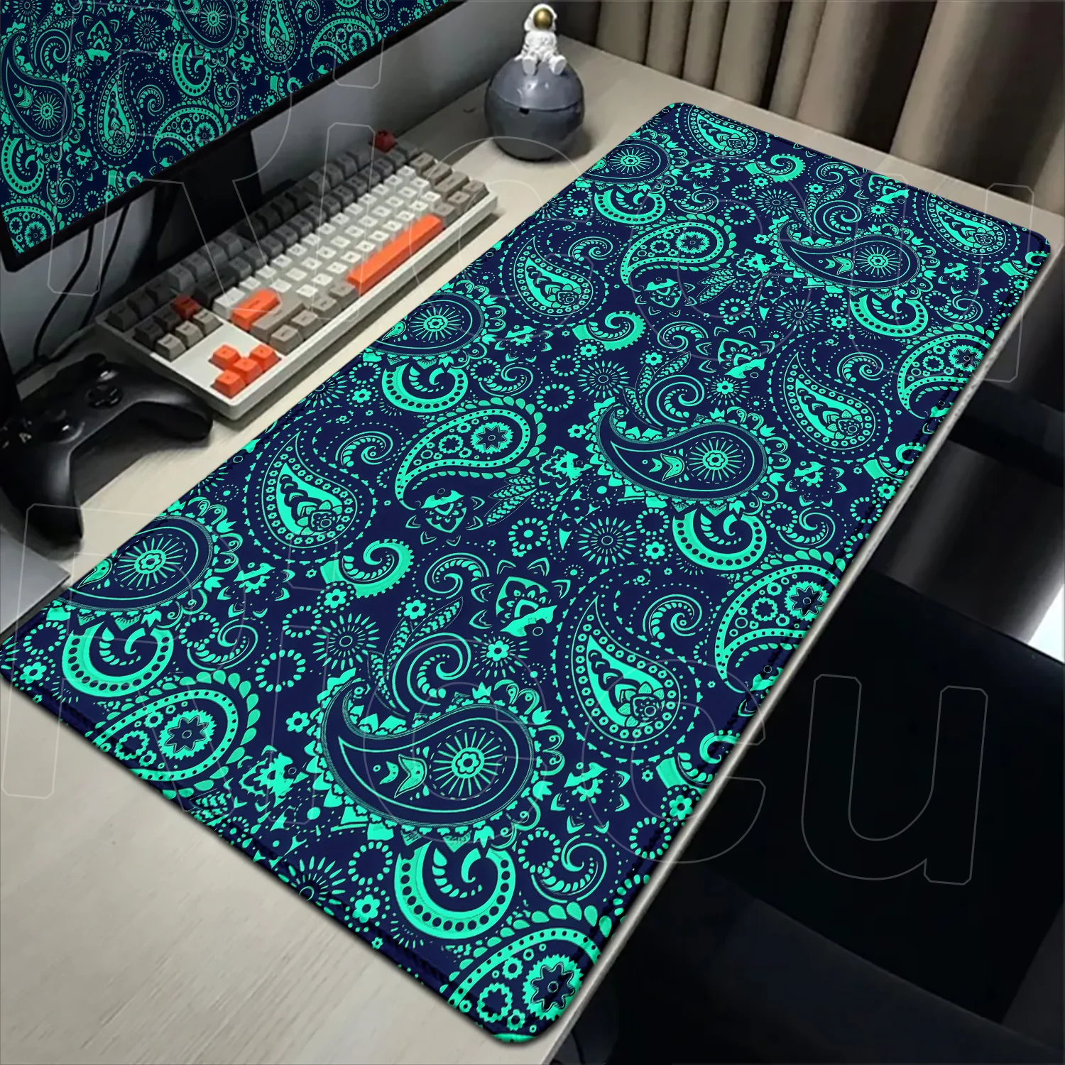 Hip hop paisley XXL gaming desk mat close up