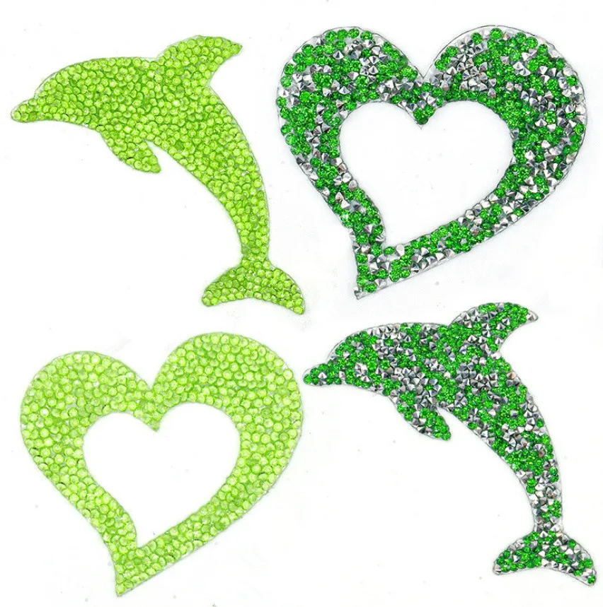 

12 Pcs Fish Heart Love Rhinestones Patch DIY Hotfix Motif Applique Garment Bag Shoe Decor Repair Accessory