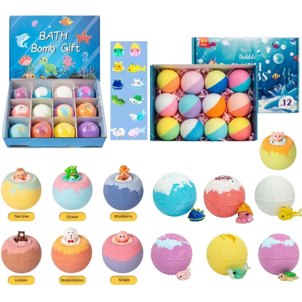 Children's Bubble Bath Fizzies with Surprise Toys - Safe & Natural Essential Oil Bath Bomb Set