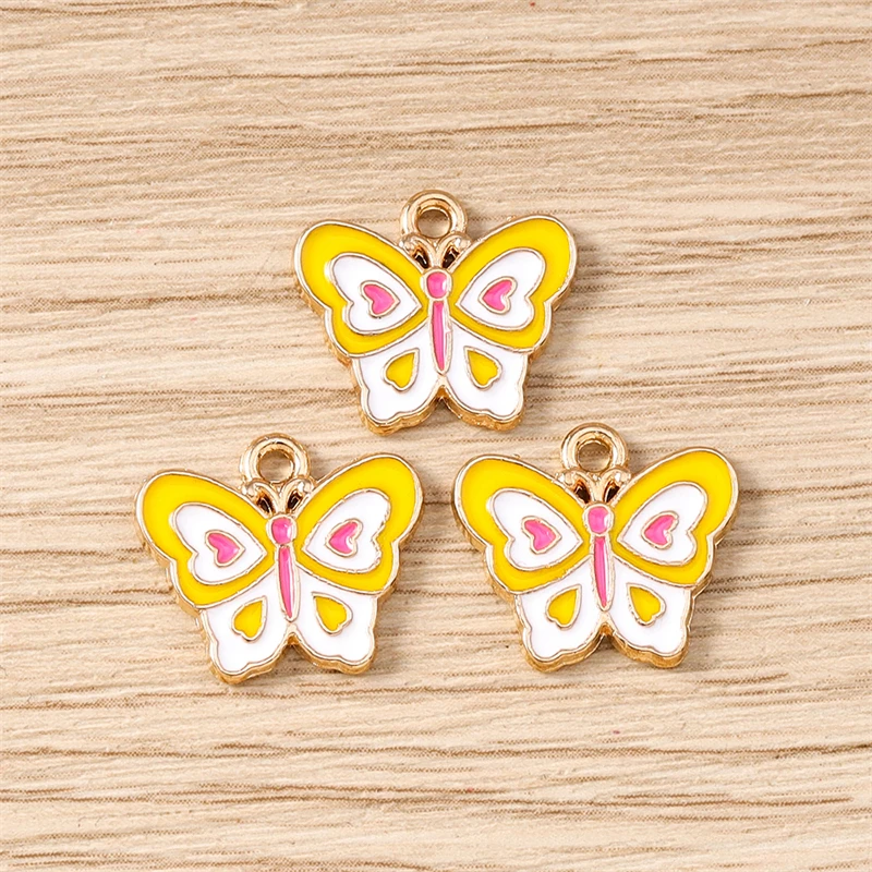 10 Stück 21 x 13 mm niedliche bunte Emaille-Anhänger mit fliegenden Schmetterlingen für die Herstellung von Halsketten, Ohrringen, DIY-Handwerk, Schmuckzubehör – Detail 4